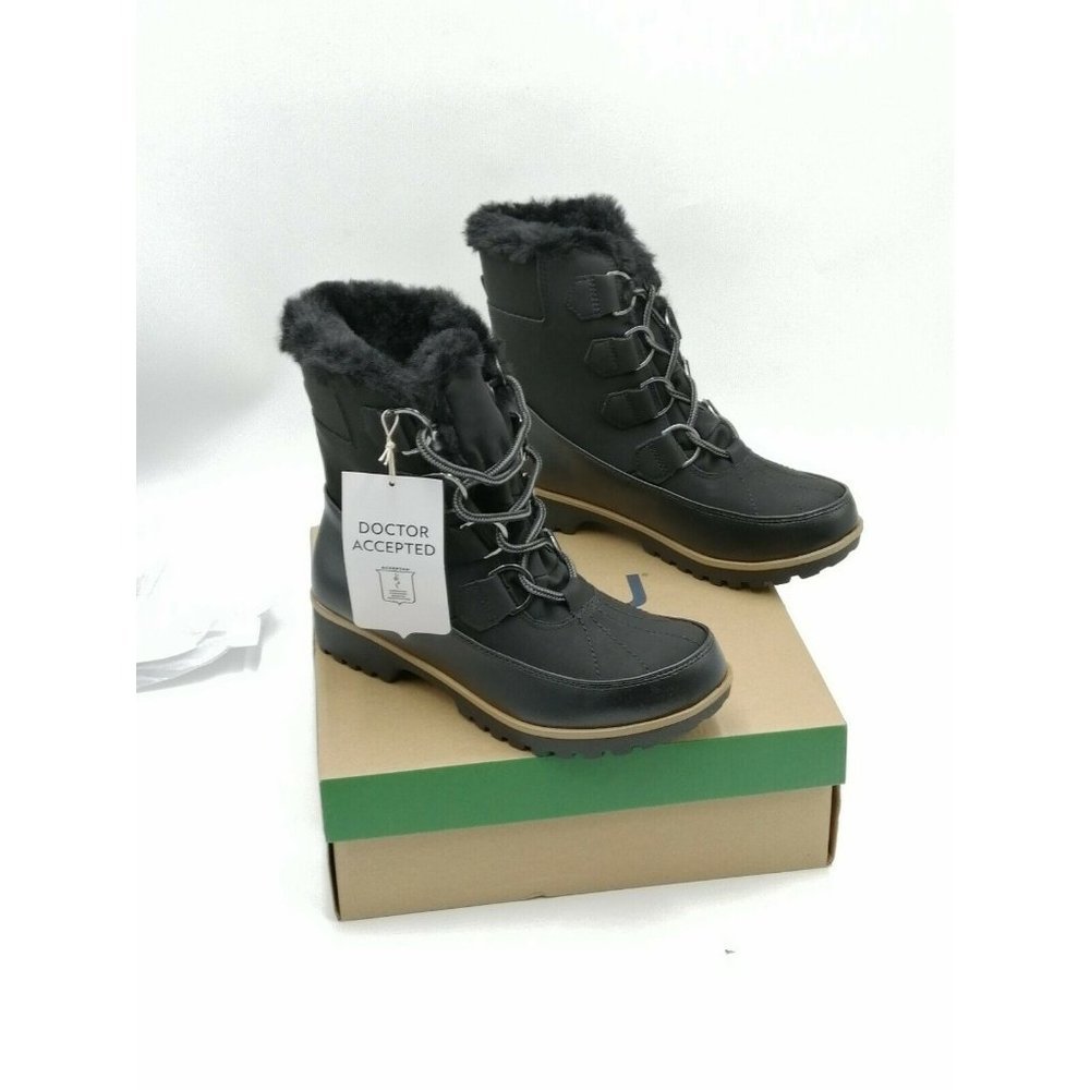 JBU Brunswick Memory Foam Comfort Snow Boots Black Women's US 7M New NIB
